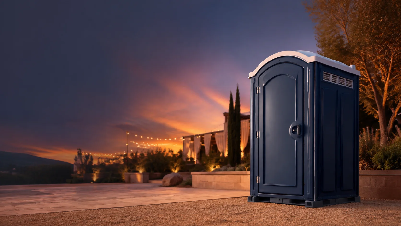Portable restroom shown for rental planning in Huntersville, NC